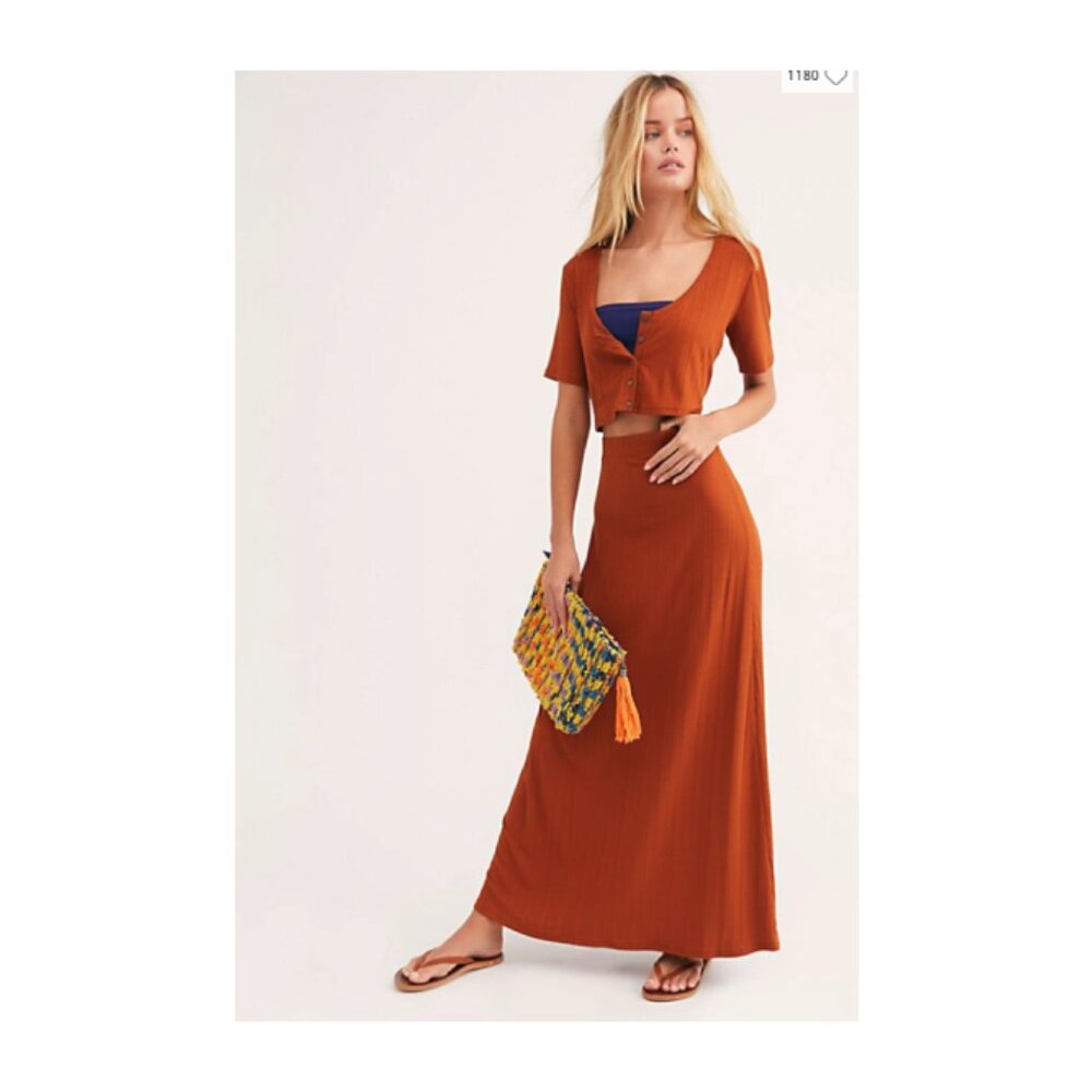 Free People Orange Crop Top Set